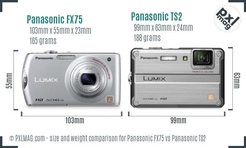 Panasonic FX75 vs Panasonic TS2 size comparison