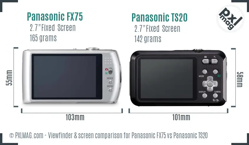 Panasonic FX75 vs Panasonic TS20 Screen and Viewfinder comparison