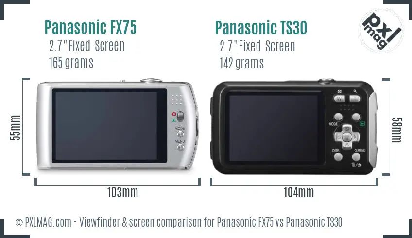 Panasonic FX75 vs Panasonic TS30 Screen and Viewfinder comparison