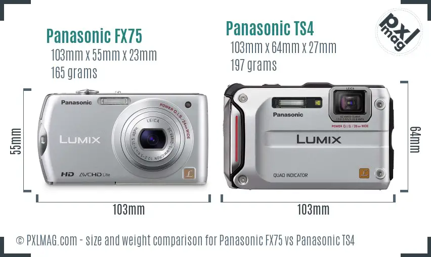 Panasonic FX75 vs Panasonic TS4 size comparison