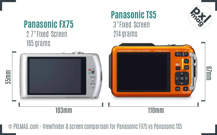 Panasonic FX75 vs Panasonic TS5 Screen and Viewfinder comparison