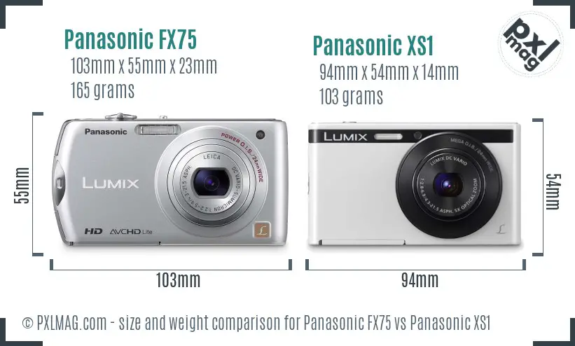 Panasonic FX75 vs Panasonic XS1 size comparison