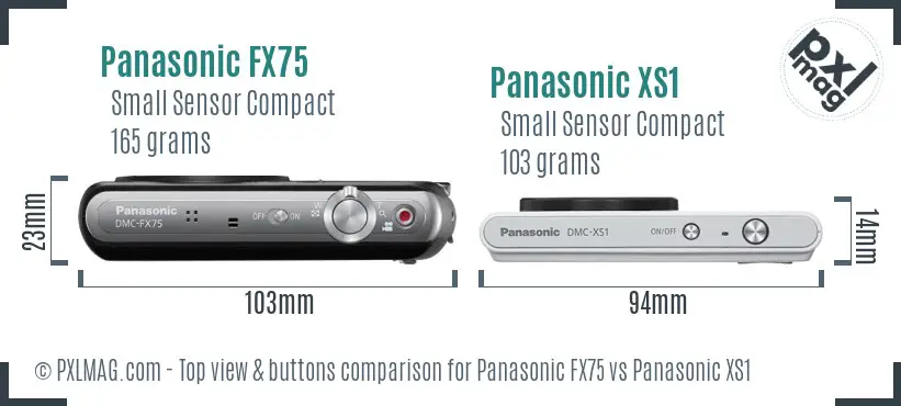 Panasonic FX75 vs Panasonic XS1 top view buttons comparison