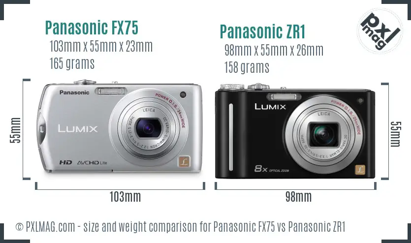 Panasonic FX75 vs Panasonic ZR1 size comparison