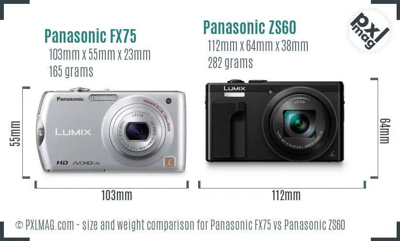 Panasonic FX75 vs Panasonic ZS60 size comparison