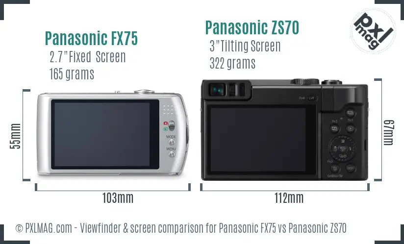 Panasonic FX75 vs Panasonic ZS70 Screen and Viewfinder comparison