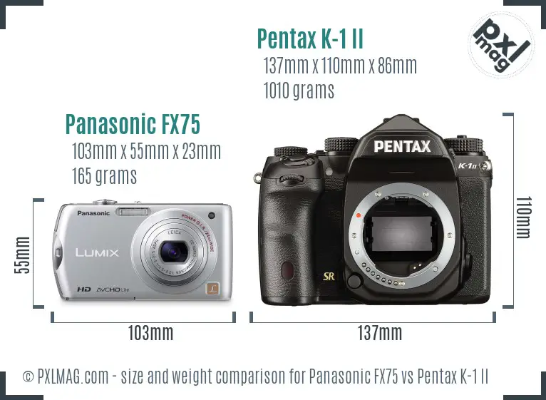 Panasonic FX75 vs Pentax K-1 II size comparison