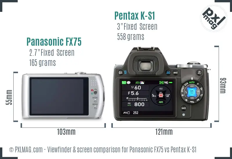 Panasonic FX75 vs Pentax K-S1 Screen and Viewfinder comparison