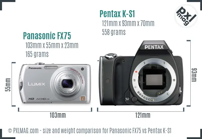 Panasonic FX75 vs Pentax K-S1 size comparison