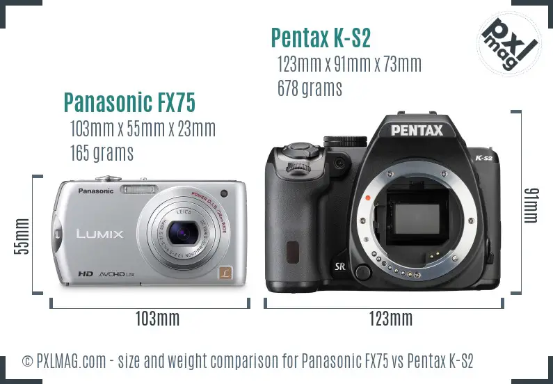 Panasonic FX75 vs Pentax K-S2 size comparison