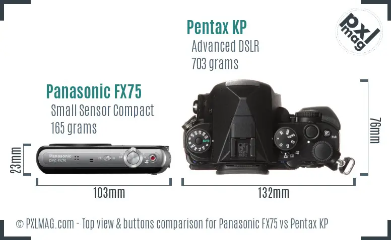Panasonic FX75 vs Pentax KP top view buttons comparison