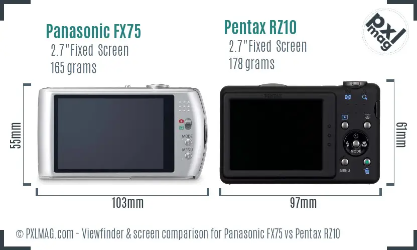 Panasonic FX75 vs Pentax RZ10 Screen and Viewfinder comparison