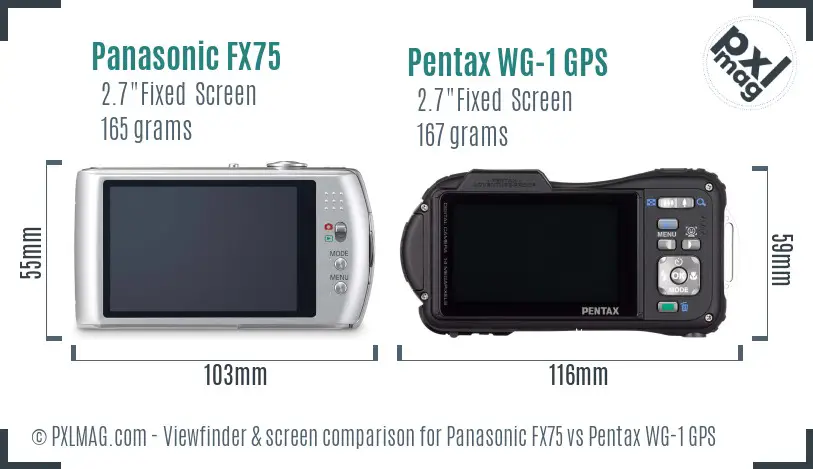 Panasonic FX75 vs Pentax WG-1 GPS Screen and Viewfinder comparison