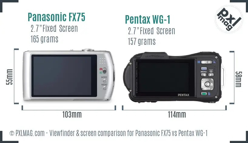 Panasonic FX75 vs Pentax WG-1 Screen and Viewfinder comparison