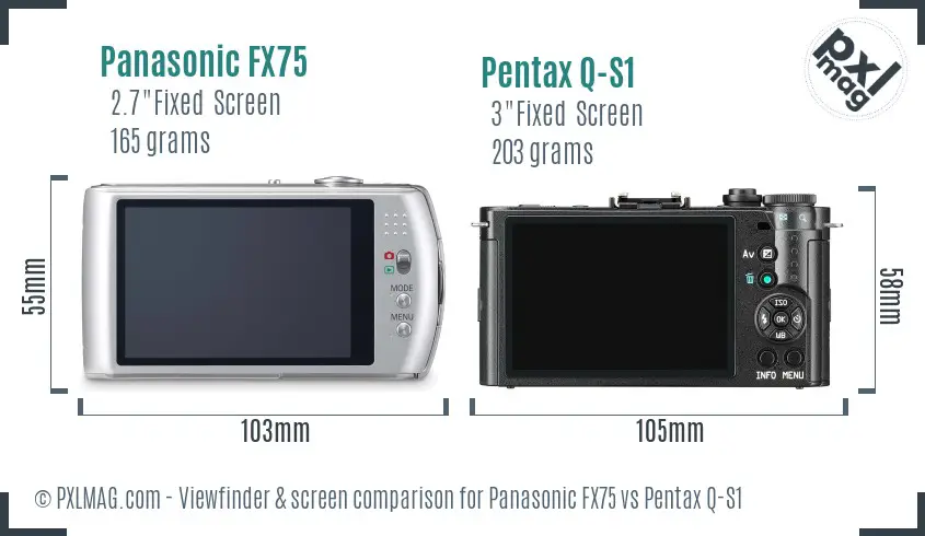Panasonic FX75 vs Pentax Q-S1 Screen and Viewfinder comparison