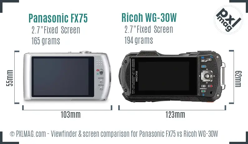Panasonic FX75 vs Ricoh WG-30W Screen and Viewfinder comparison Panasonic FX75 vs Ricoh WG-30W Screen and Viewfinder comparison