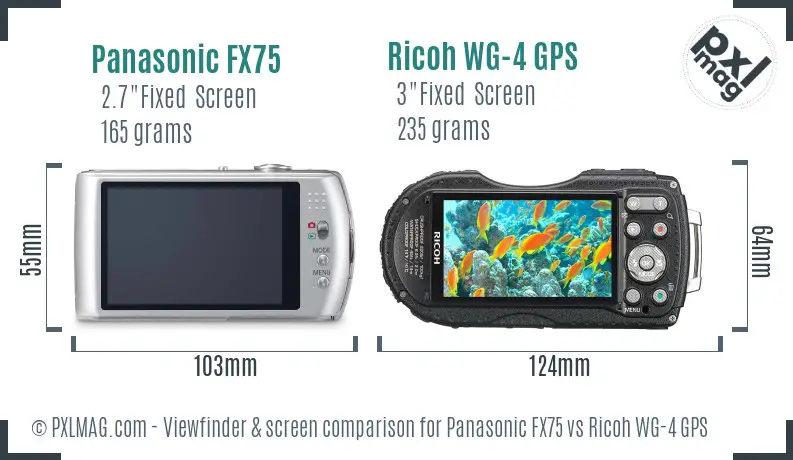 Panasonic FX75 vs Ricoh WG-4 GPS Screen and Viewfinder comparison