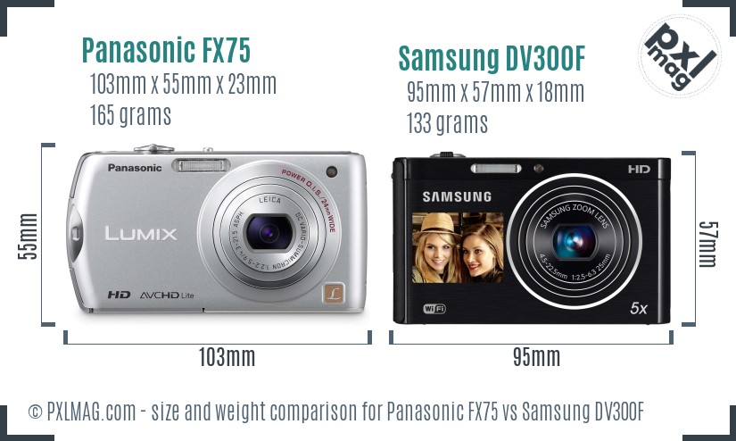 Panasonic FX75 vs Samsung DV300F size comparison Panasonic FX75 vs Samsung DV300F size comparison