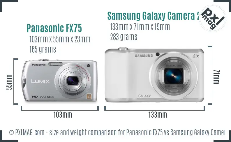 Panasonic FX75 vs Samsung Galaxy Camera 2 size comparison