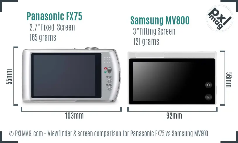 Panasonic FX75 vs Samsung MV800 Screen and Viewfinder comparison Panasonic FX75 vs Samsung MV800 Screen and Viewfinder comparison