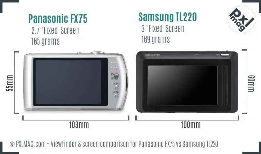 Panasonic FX75 vs Samsung TL220 Screen and Viewfinder comparison