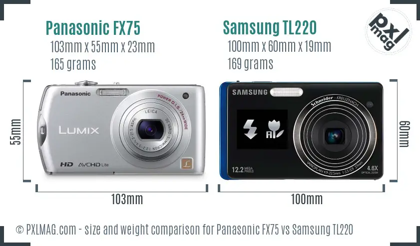 Panasonic FX75 vs Samsung TL220 size comparison