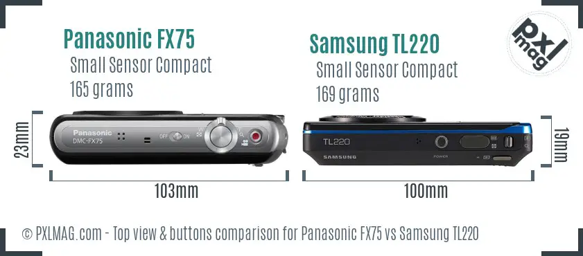Panasonic FX75 vs Samsung TL220 top view buttons comparison