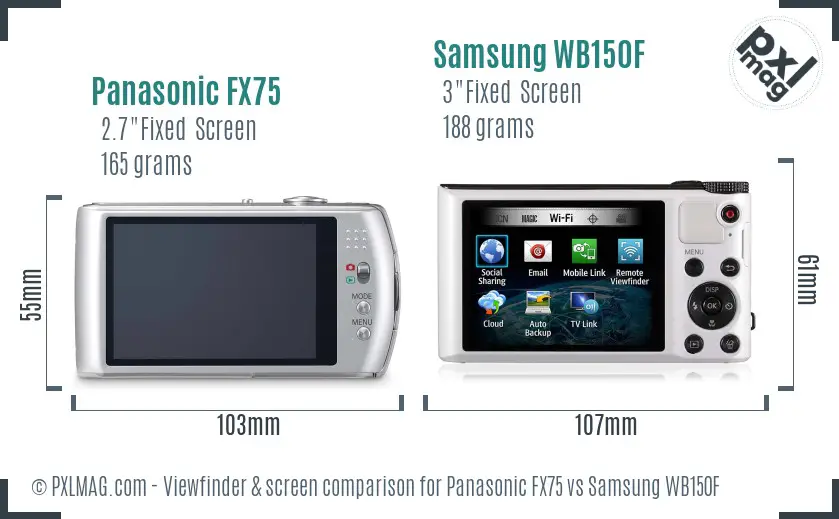 Panasonic FX75 vs Samsung WB150F Screen and Viewfinder comparison Panasonic FX75 vs Samsung WB150F Screen and Viewfinder comparison
