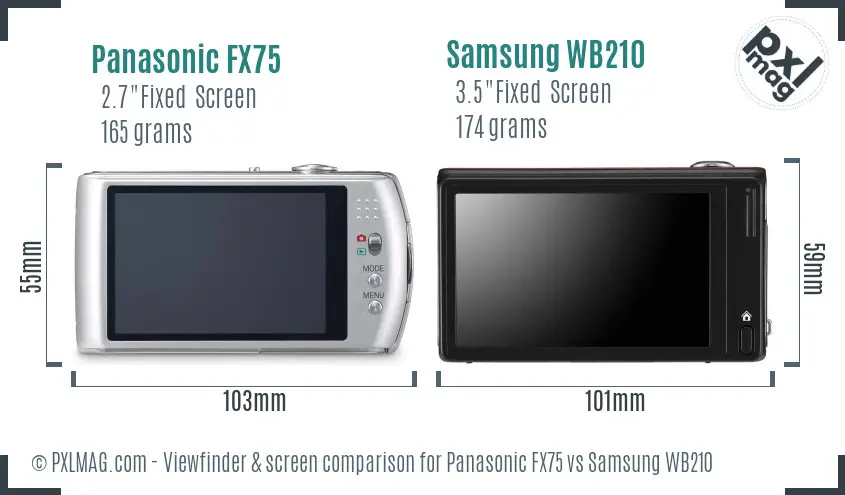 Panasonic FX75 vs Samsung WB210 Screen and Viewfinder comparison
