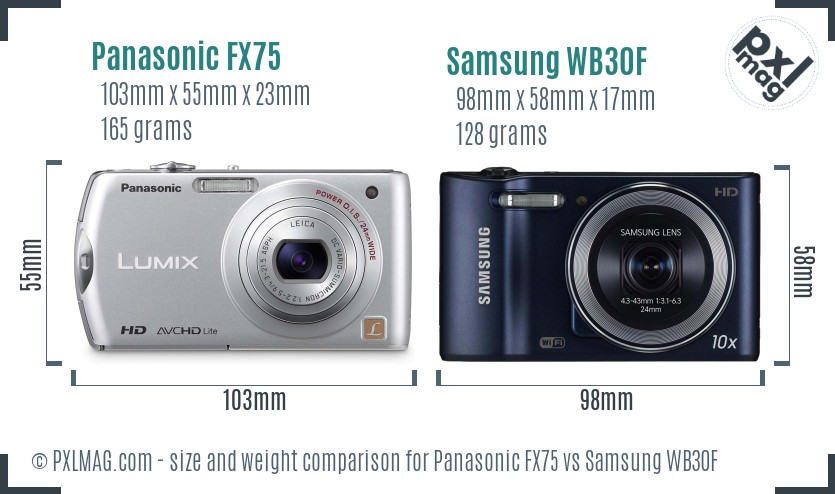 Panasonic FX75 vs Samsung WB30F size comparison Panasonic FX75 vs Samsung WB30F size comparison
