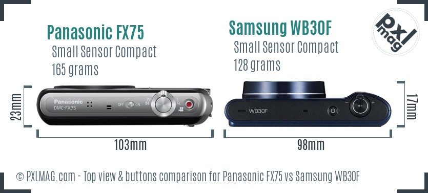 Panasonic FX75 vs Samsung WB30F top view buttons comparison