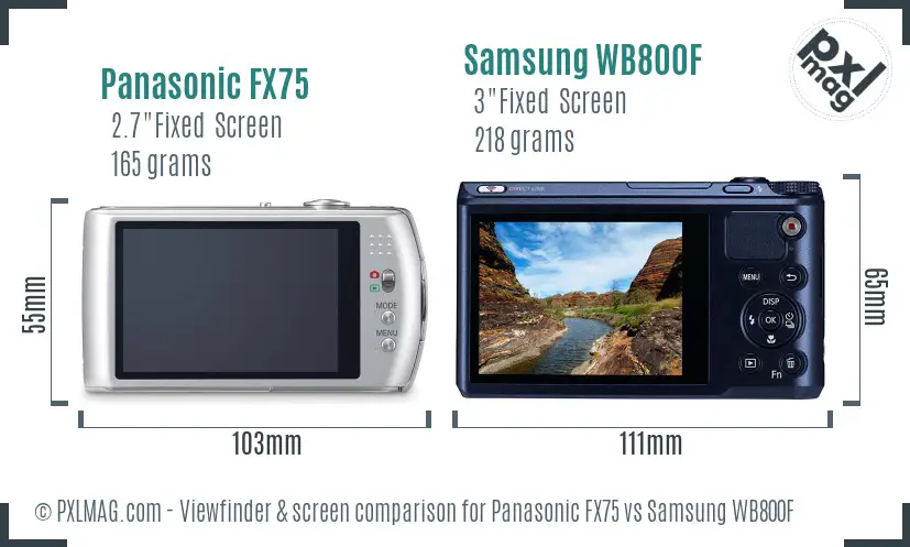 Panasonic FX75 vs Samsung WB800F Screen and Viewfinder comparison
