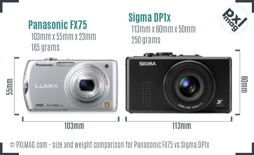 Panasonic FX75 vs Sigma DP1x size comparison