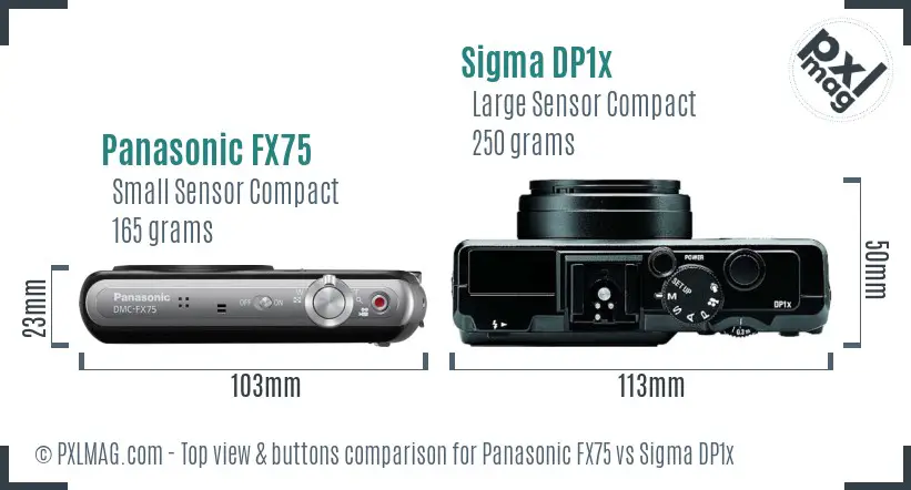 Panasonic FX75 vs Sigma DP1x top view buttons comparison