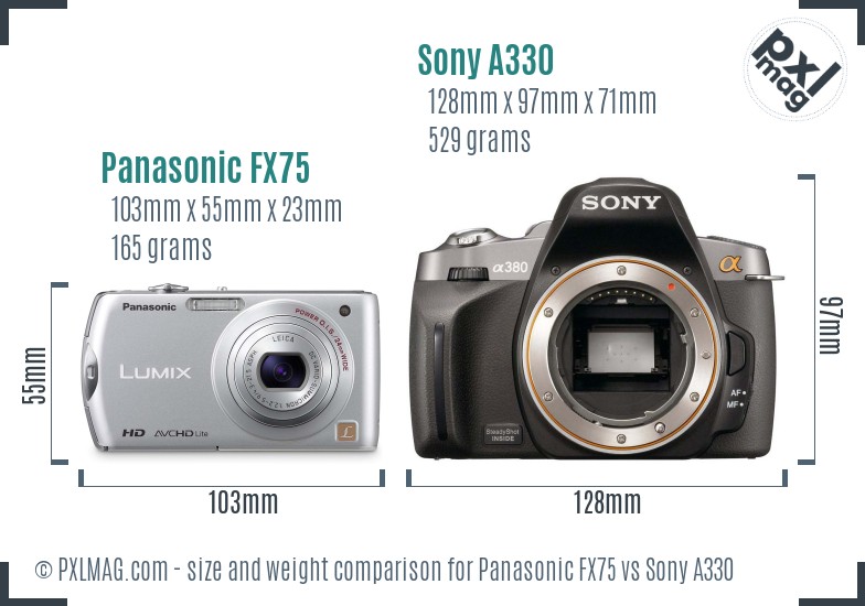 Panasonic FX75 vs Sony A330 size comparison Panasonic FX75 vs Sony A330 size comparison