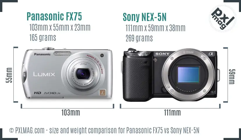 Panasonic FX75 vs Sony NEX-5N size comparison Panasonic FX75 vs Sony NEX-5N size comparison