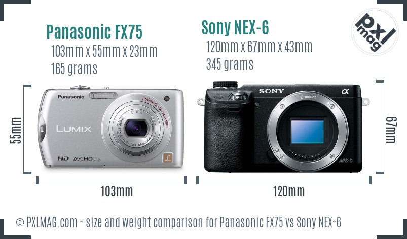 Panasonic FX75 vs Sony NEX-6 size comparison Panasonic FX75 vs Sony NEX-6 size comparison