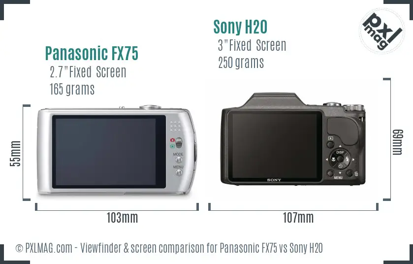 Panasonic FX75 vs Sony H20 Screen and Viewfinder comparison