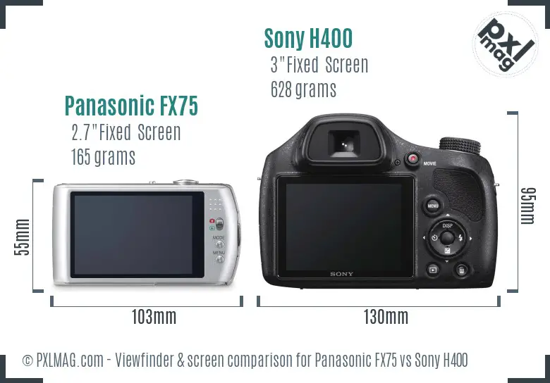 Panasonic FX75 vs Sony H400 Screen and Viewfinder comparison