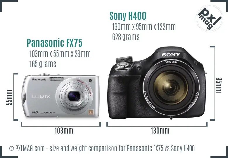 Panasonic FX75 vs Sony H400 size comparison