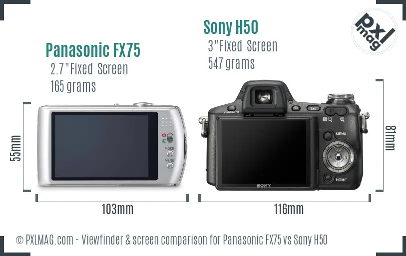 Panasonic FX75 vs Sony H50 Screen and Viewfinder comparison Panasonic FX75 vs Sony H50 Screen and Viewfinder comparison