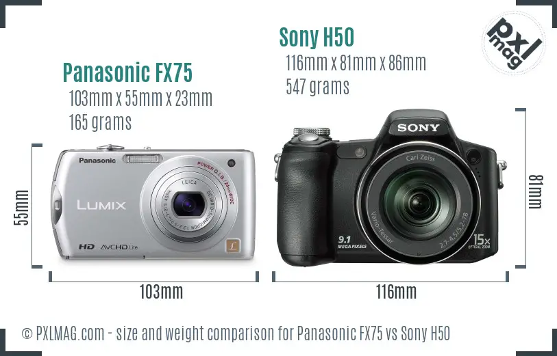 Panasonic FX75 vs Sony H50 size comparison Panasonic FX75 vs Sony H50 size comparison