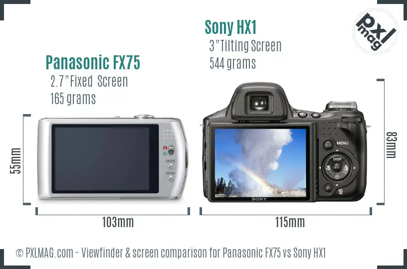 Panasonic FX75 vs Sony HX1 Screen and Viewfinder comparison