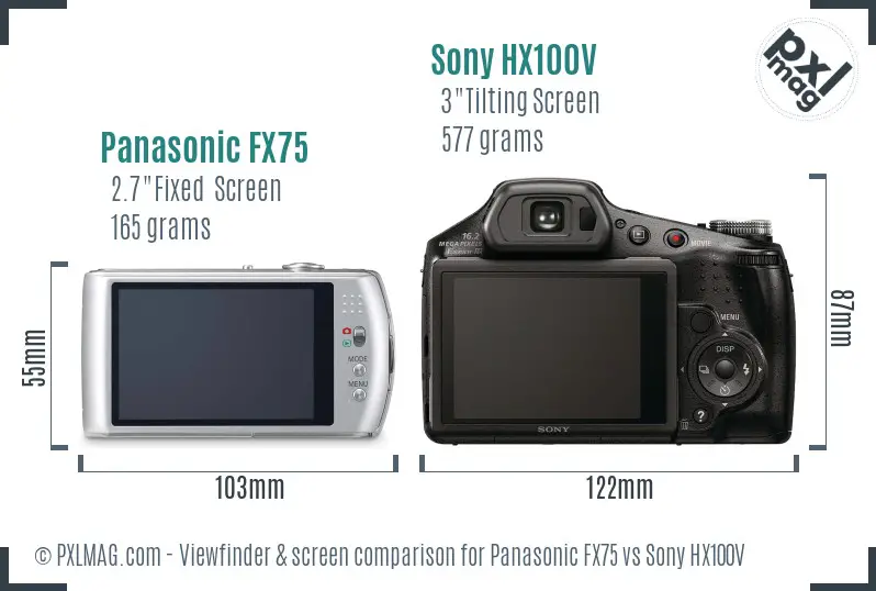 Panasonic FX75 vs Sony HX100V Screen and Viewfinder comparison Panasonic FX75 vs Sony HX100V Screen and Viewfinder comparison