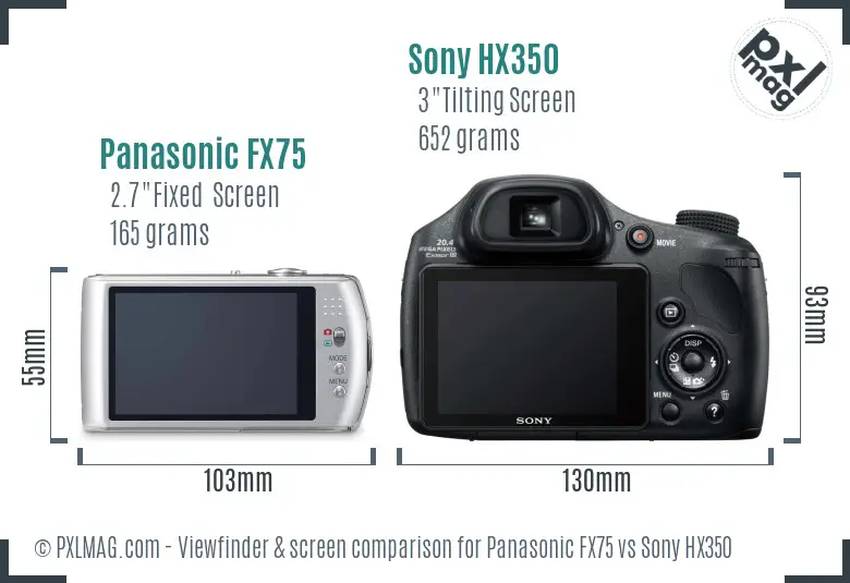 Panasonic FX75 vs Sony HX350 Screen and Viewfinder comparison