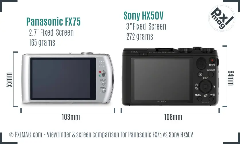 Panasonic FX75 vs Sony HX50V Screen and Viewfinder comparison Panasonic FX75 vs Sony HX50V Screen and Viewfinder comparison