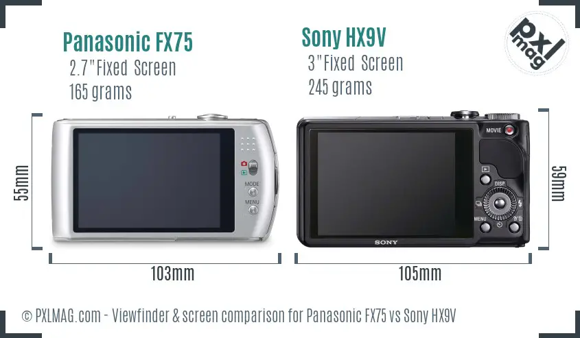Panasonic FX75 vs Sony HX9V Screen and Viewfinder comparison Panasonic FX75 vs Sony HX9V Screen and Viewfinder comparison