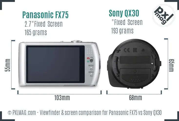 Panasonic FX75 vs Sony QX30 Screen and Viewfinder comparison Panasonic FX75 vs Sony QX30 Screen and Viewfinder comparison
