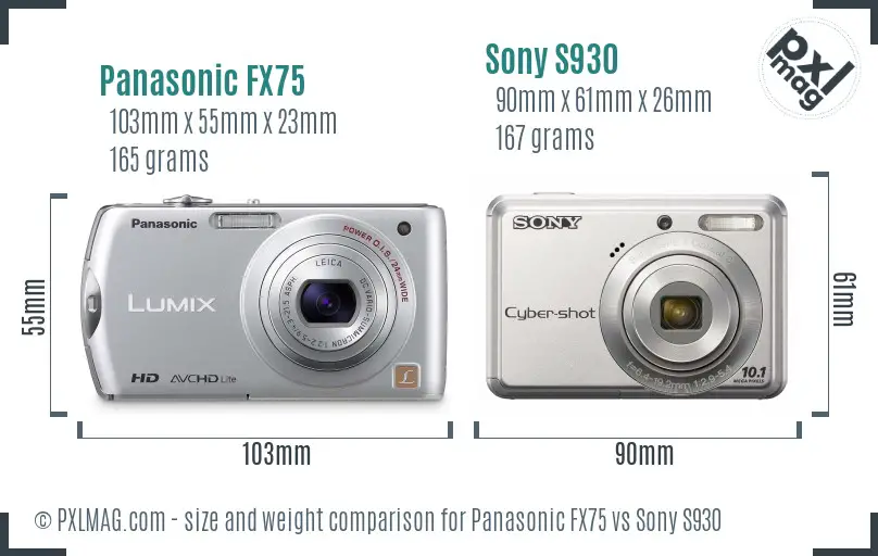 Panasonic FX75 vs Sony S930 size comparison