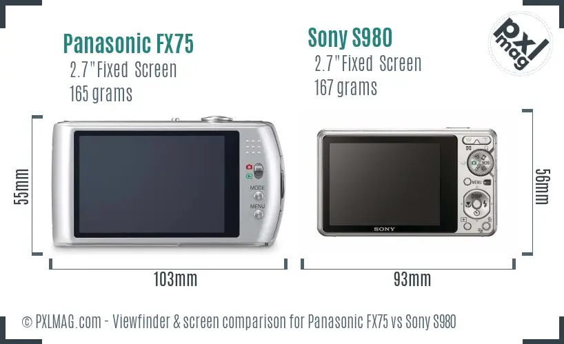 Panasonic FX75 vs Sony S980 Screen and Viewfinder comparison Panasonic FX75 vs Sony S980 Screen and Viewfinder comparison